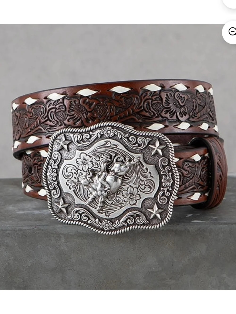 Nocona Boys Floral Embossed Belt with Buckle Brown Sz 24